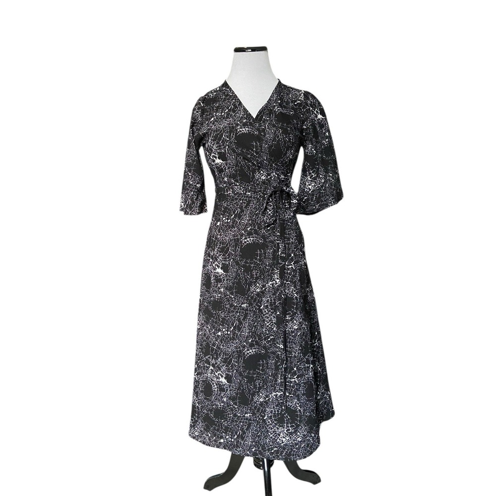 Disturbia Spellwork Midi Wrap Dress Size US 4 UK 8 Black Goth Witchy Grunge‎ Emo